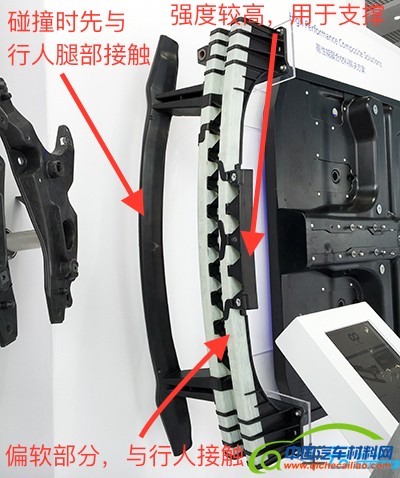 彼欧的塑料前保险杠，从设计上考虑到行人保护问题