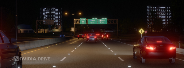 NVIDIA DRIVE Constellatio模拟夜间行车