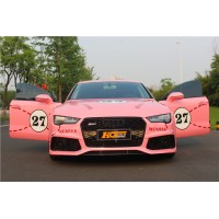 奥迪A7全车改色粉猪彩绘膜TeckWrap车身膜长沙汽车贴膜