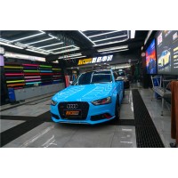 奥迪全车改色冰淇淋蓝车身膜长沙汽车改色贴膜汇格车研