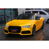 奥迪全车改色超亮金属枫叶黄TeckWrap车身膜长沙汽车贴膜