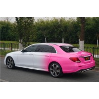 奔驰E全车改色粉白渐变TeckWrap车身膜长沙汽车改色贴膜