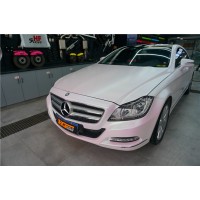 奔驰全车改色亚面曙光白TeckWrap车身膜长沙汽车改色贴膜